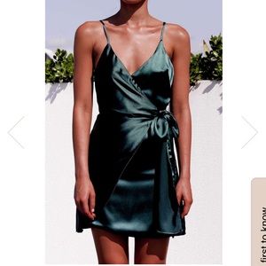Forest Green Satin Mini Dress